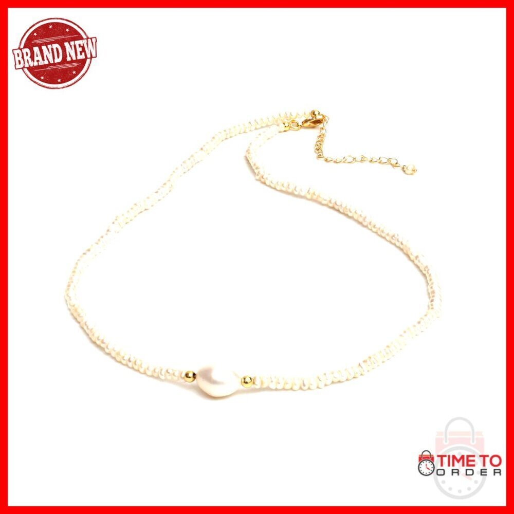 Freshwater Pearl Choker Necklace Hypoallergenic Gold Plated Adjustable